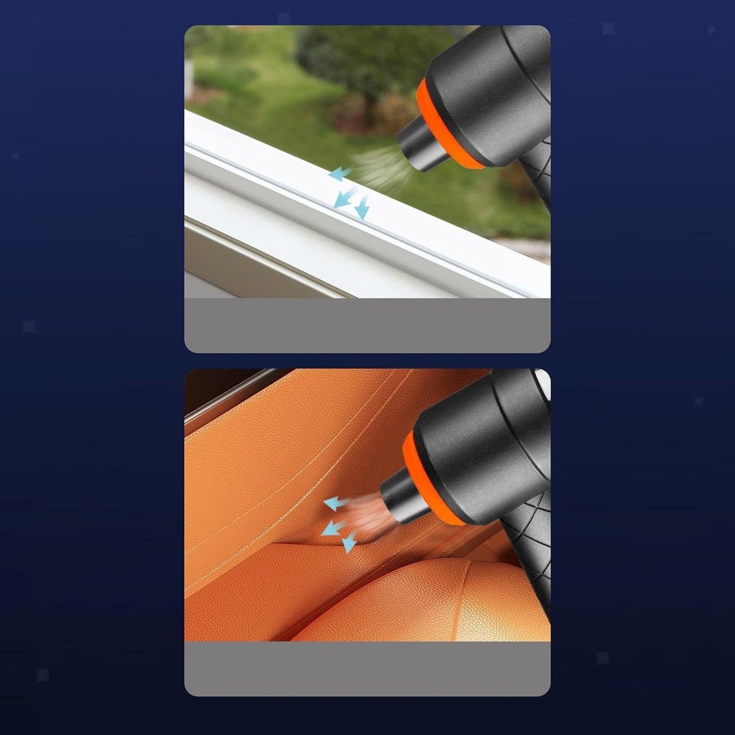 DECAWALL handheld vacuum cleaner used as an air blower