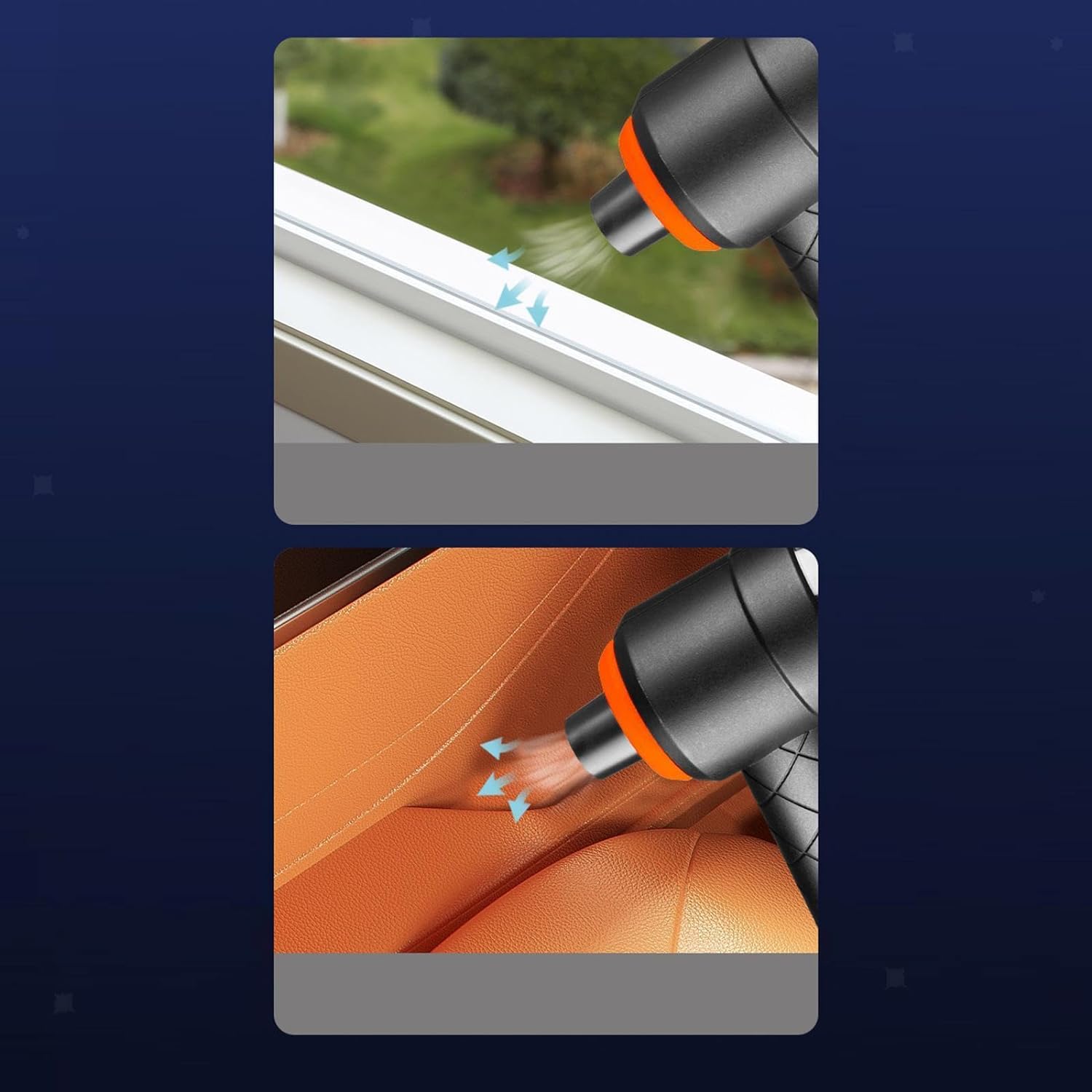 DECAWALL handheld vacuum cleaner used as an air blower