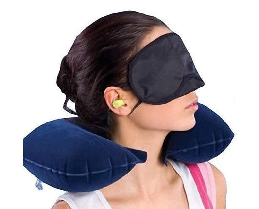 Decawall 3-in-1 travel kit with neck pillow, eye mask, and earplugs