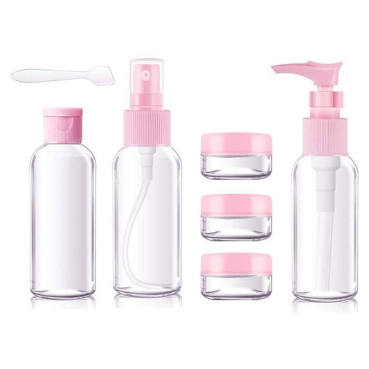 Decawall 7-piece refillable travel bottles set with pouch