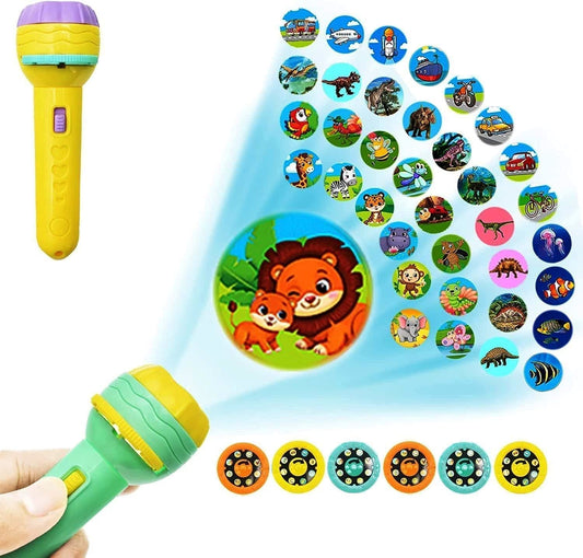 Decawall Mini Projector Torch for Kids – Educational Flashlight Toy with 24 Pattern Slides