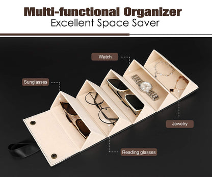 Decawall glasses storage case showing five compartments for sunglasses or eyeglasses