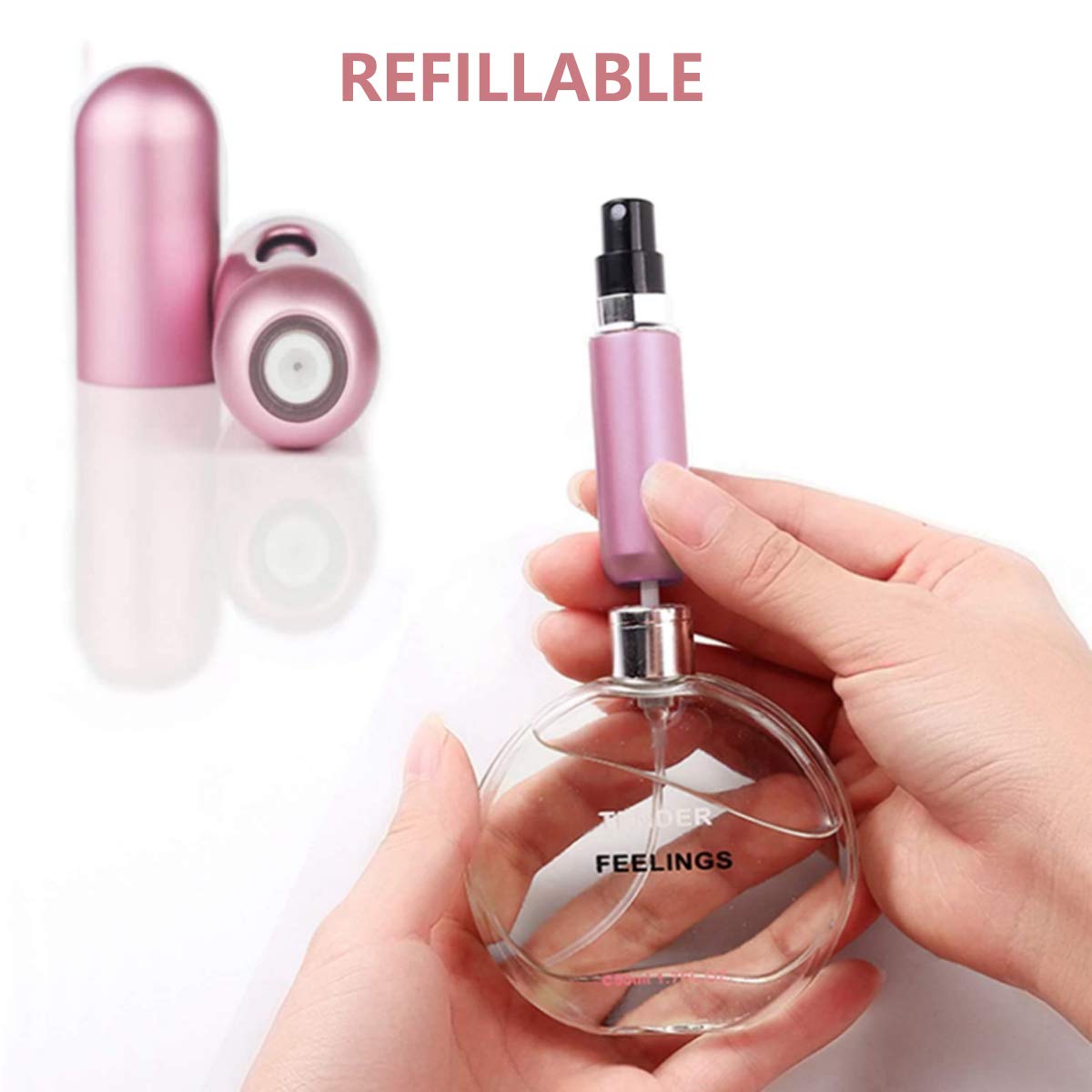 Decawall perfume atomizer set in secure, lightweight packaging