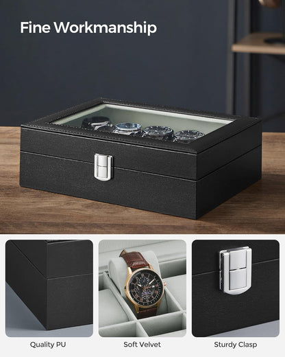 Decawall watch case showing 10 removable watch pillows inside