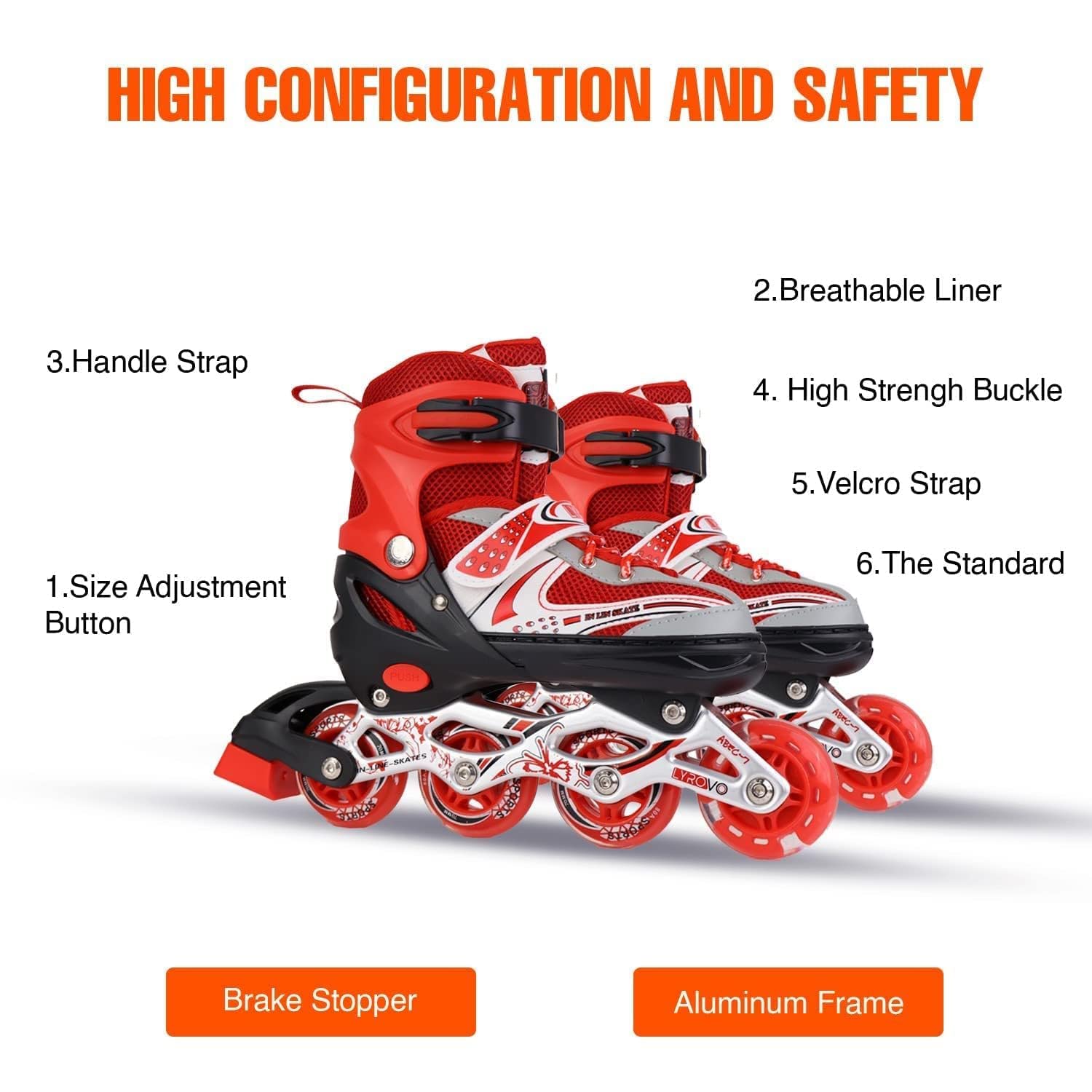 Durable 4-wheel inline skates for kids aged 6-10