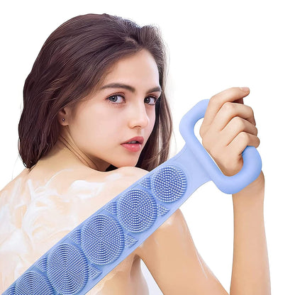Extended length of the silicone body scrubber for easy back cleaning
