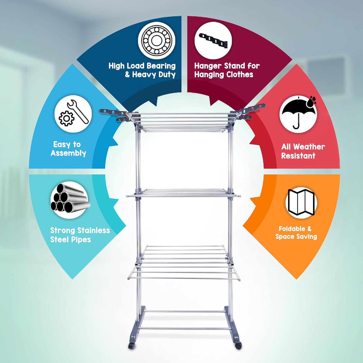  Foldable cloth drying rack for easy storage