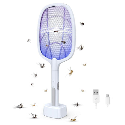 Handheld mosquito bat zapping mosquitoes with UV light