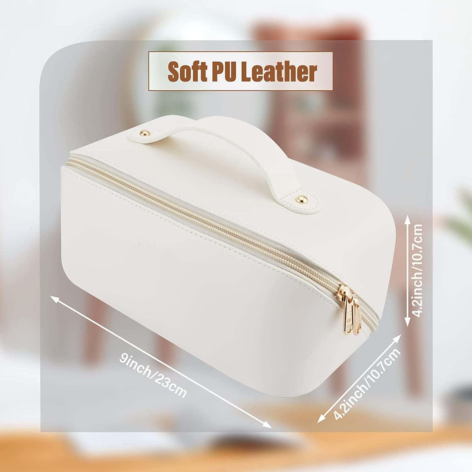 High-quality pink PU leather makeup bag for everyday use