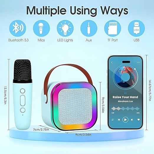 Kids wireless Bluetooth microphone with glowing LED lights
