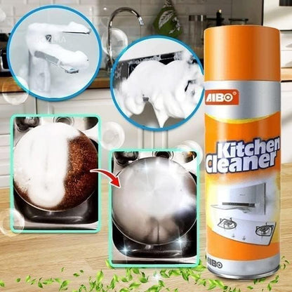 Kitchen cleaner spray being applied to a chimney surface