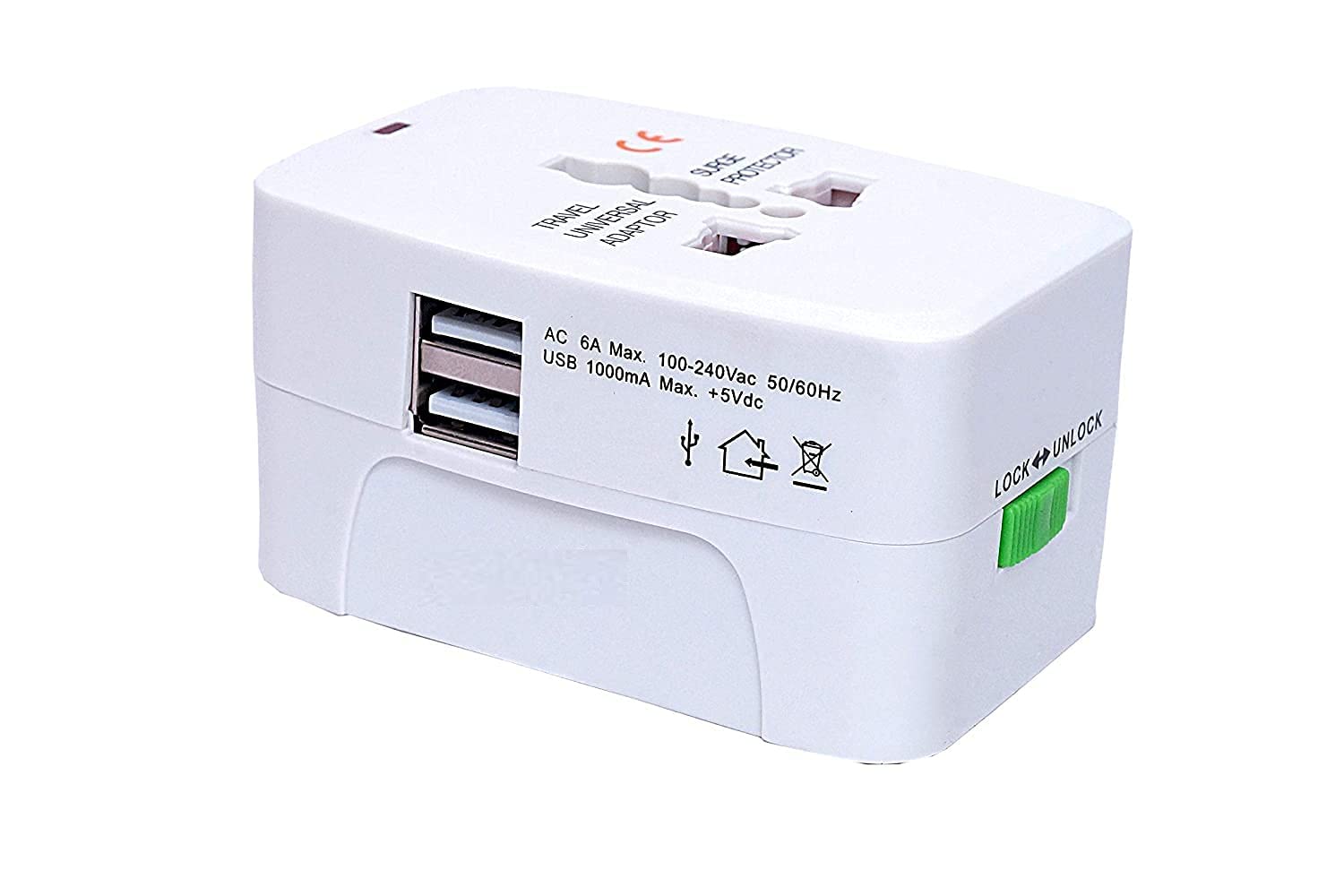 LED indicator light on travel adapter in use