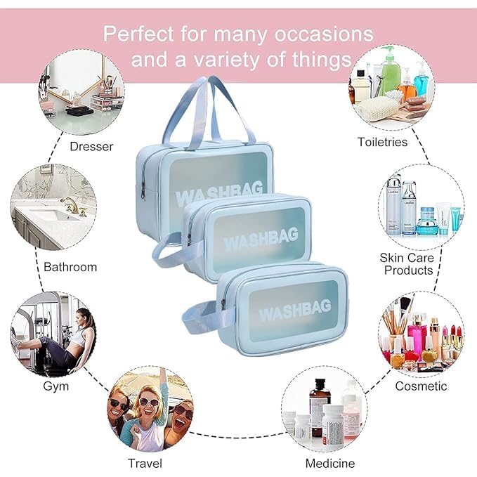Makeup and cosmetic items stored in the DECAWALL Washbag