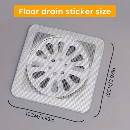 Mesh sticker catching hair and debris in a drain