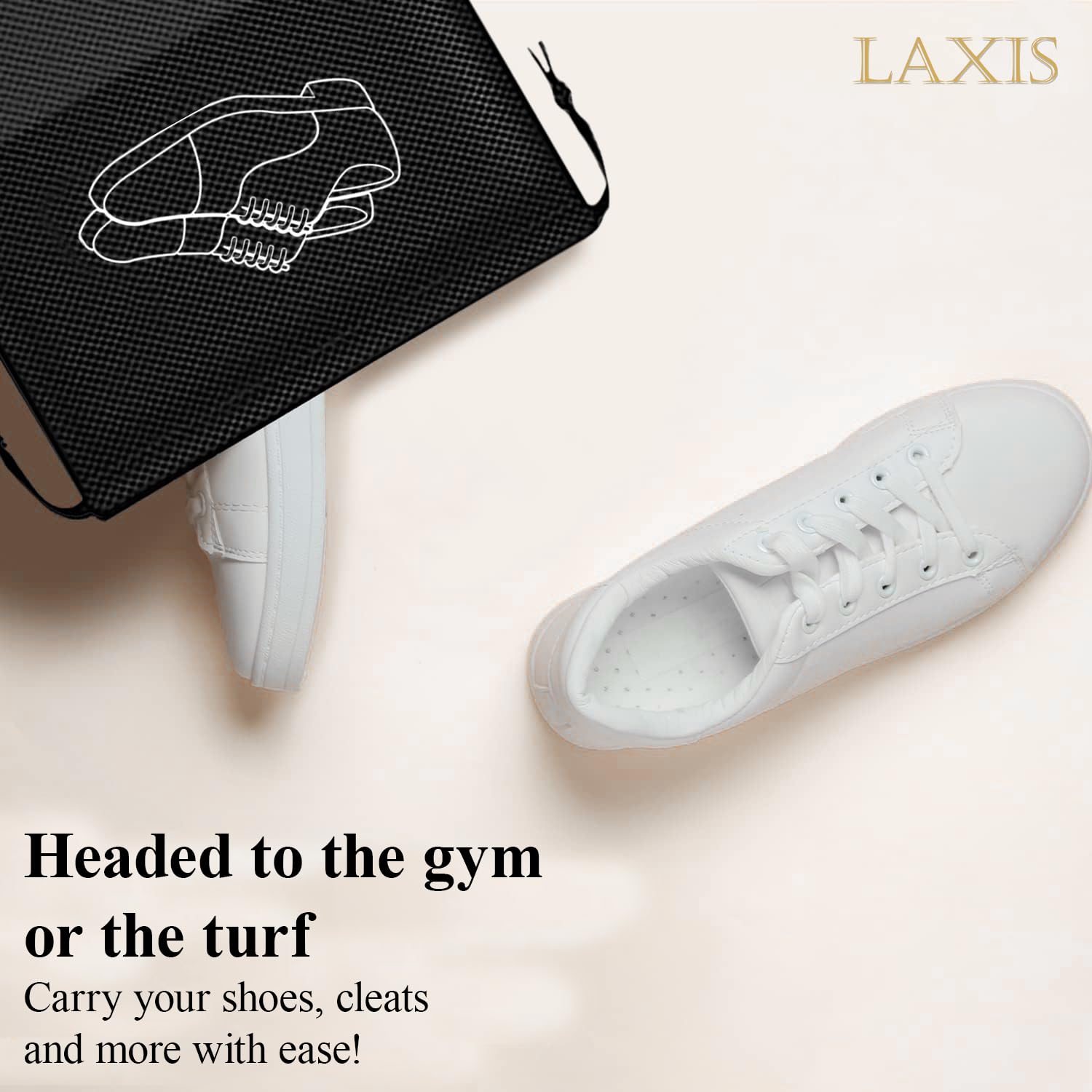 Multiple shoe sizes fit inside the shoe organizer bag
