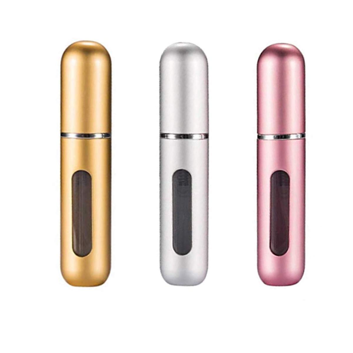 Pack of 2 portable mini refillable perfume atomizer bottles in multicolor design