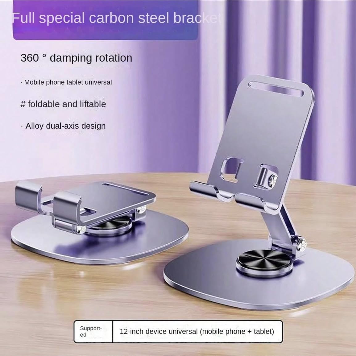 Phone holder in use with a phone on a desk