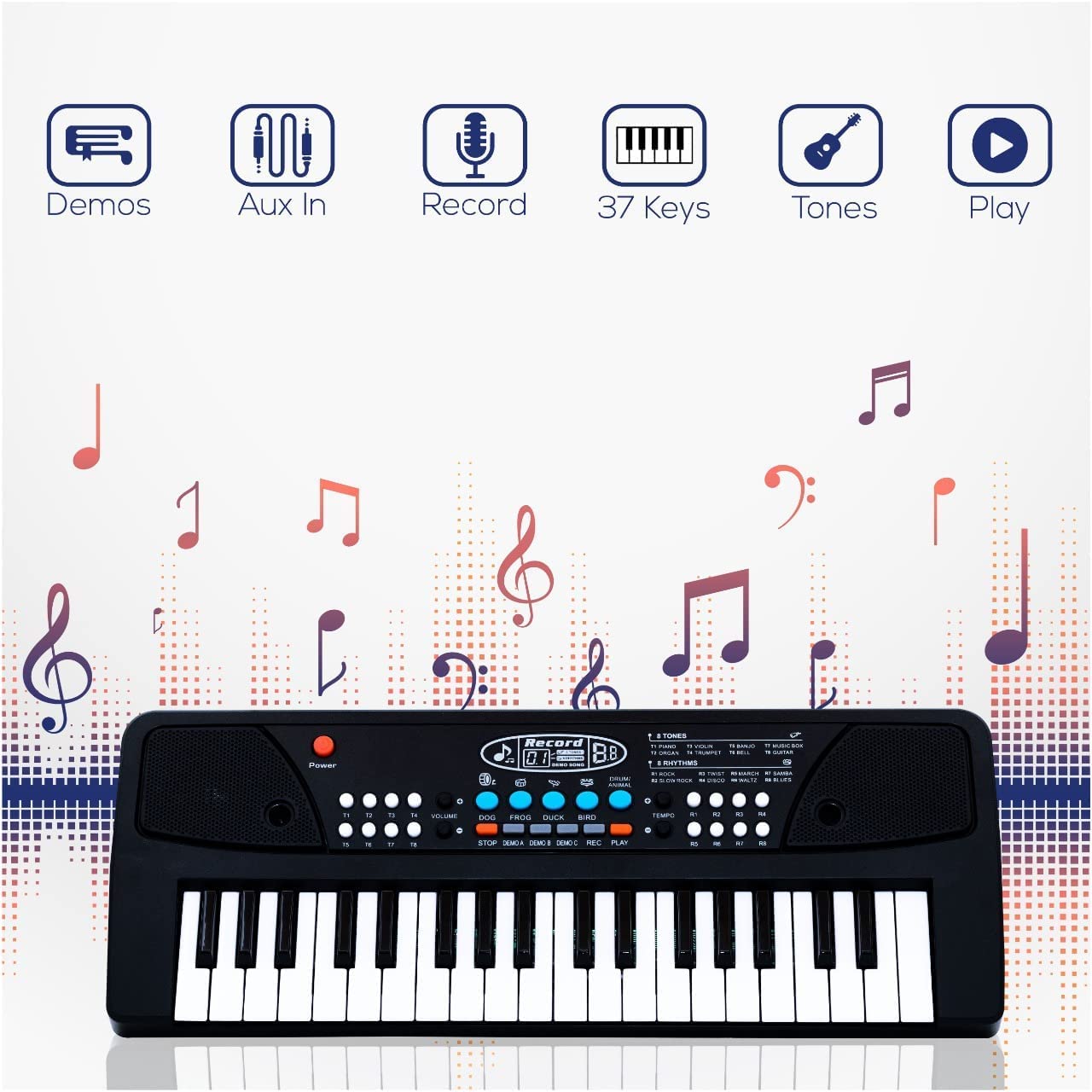 Piano with mic - 37 keys electronic keyboard for kids