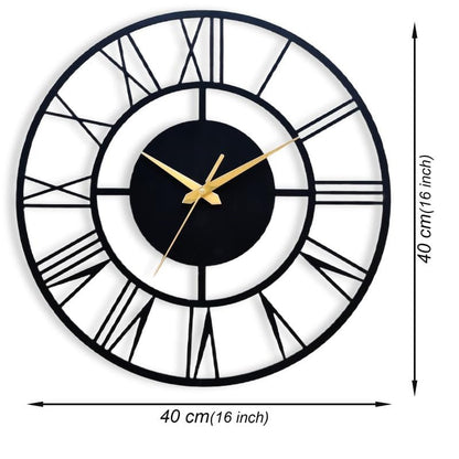 Roman numeral clock face with antique metal finish
