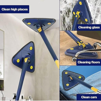 Rotatable mop cleaning a high wall area