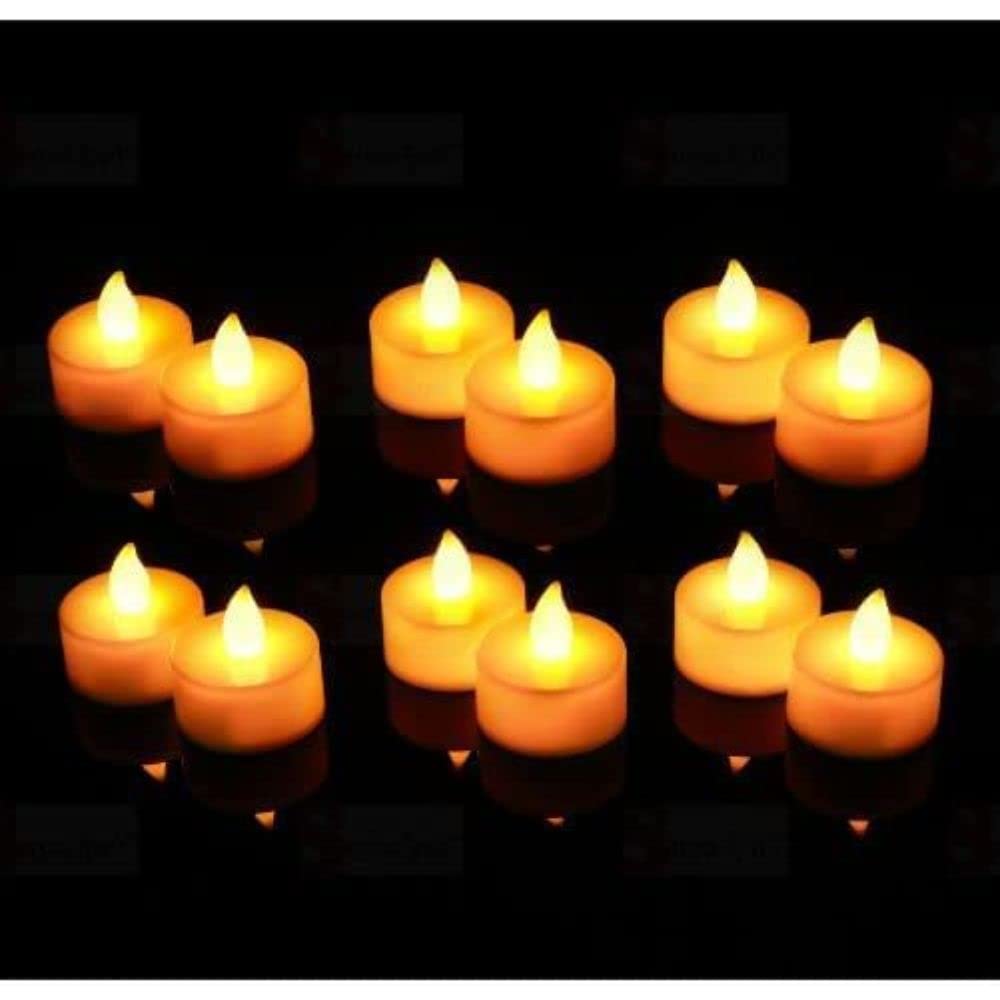 Set of 12 yellow candles for elegant home or birthday decoration