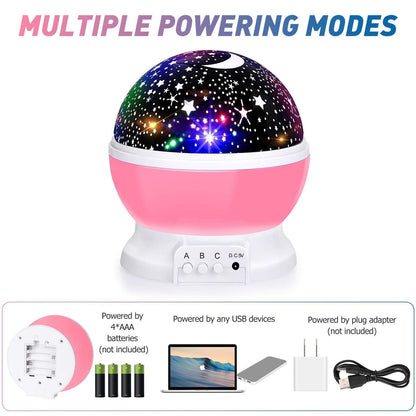 Star and moon night lamp projecting colorful patterns