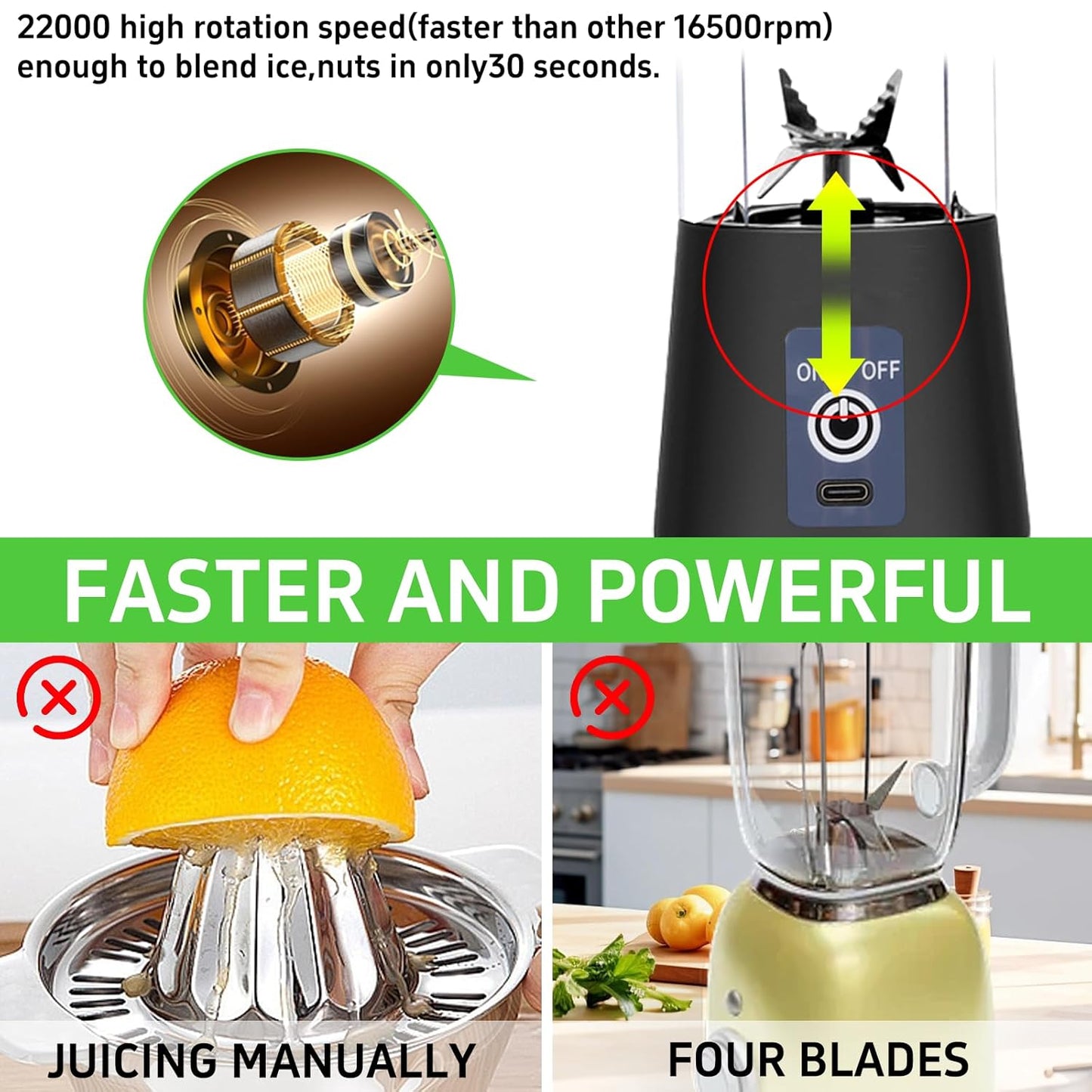 USB blender doubling as a power bank for charging devices