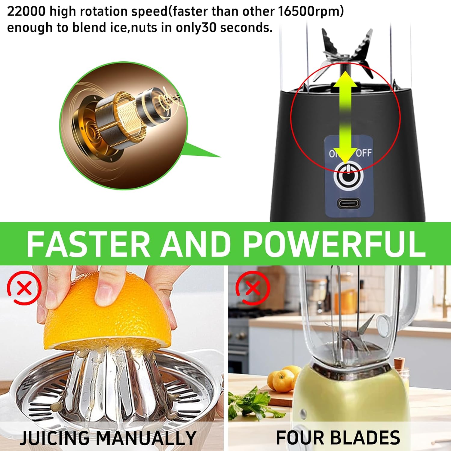 USB blender doubling as a power bank for charging devices
